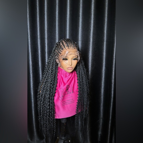 Human hair feed in butterfly braided wig(full lace wig )